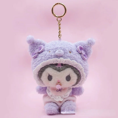 New Sanrio Latte Bear Kuromi My Melody Cinnamoroll Pacifier Baby Cute Plush Doll Pendant Ornament Gift Women's Bag Pendant