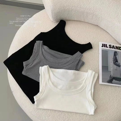 I-Shaped Tank Women Inner  Outer Wear Sleeveless Bottoming Shirt Summer Thread Vest Slim-Fit Cover Supernumerary Breast Tops