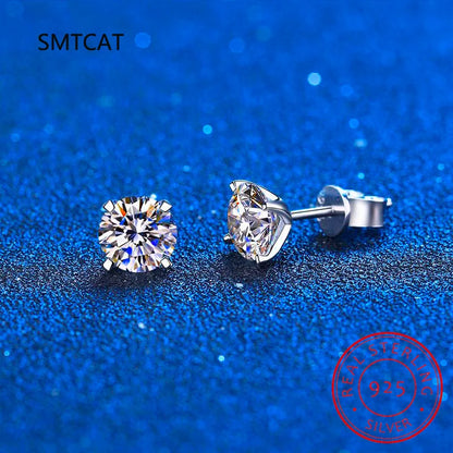 Certified 2ct D Color Moissanite Studs Earrings for Women White Gold S925 Sterling Silver Brilliant Lab Diamond Earring