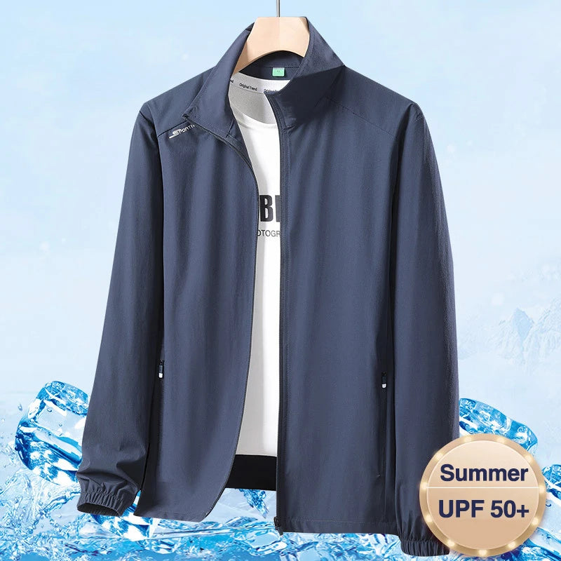 Summer sun-protective clothing men's breathable jacket ice silk quick-dry men's clothes thin single-layer quick-dry UV jacket