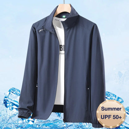 Summer sun-protective clothing men's breathable jacket ice silk quick-dry men's clothes thin single-layer quick-dry UV jacket