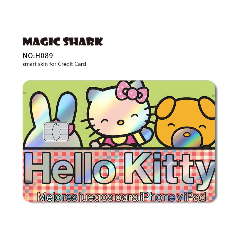 ホットセール Hello Kitty Kuromi ホログラフィックレーザー光沢フィルムスキンカバーステッカー（デビット・クレジットカード・銀行カード用）