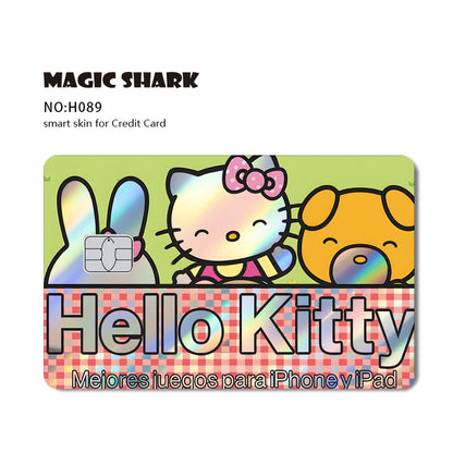 ホットセール Hello Kitty Kuromi ホログラフィックレーザー光沢フィルムスキンカバーステッカー（デビット・クレジットカード・銀行カード用）