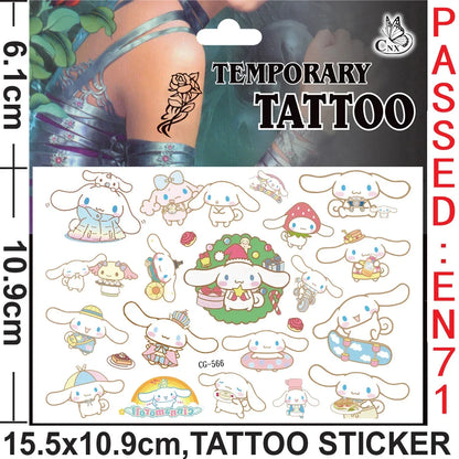 Sanrio series Tattoo Stickers Waterproof Cute Sticker Anime Birthday Party Supplies Decoration For Kids Women Men Gift
