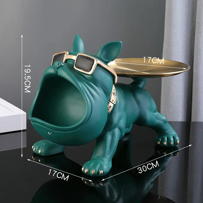 30cm ホームデコレーション ブルドッグ 置物 犬像 収納ボックス 動物飾り 樹脂工芸 アート彫刻 置物 ホーム 子犬彫刻