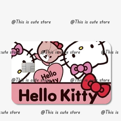 Sanrios Hello Kittys Kuromi Credit Card Skin Stickers for Bank Card Bus Anime Rilakkuma Metro Card Sticker Waterproof Girls Gift