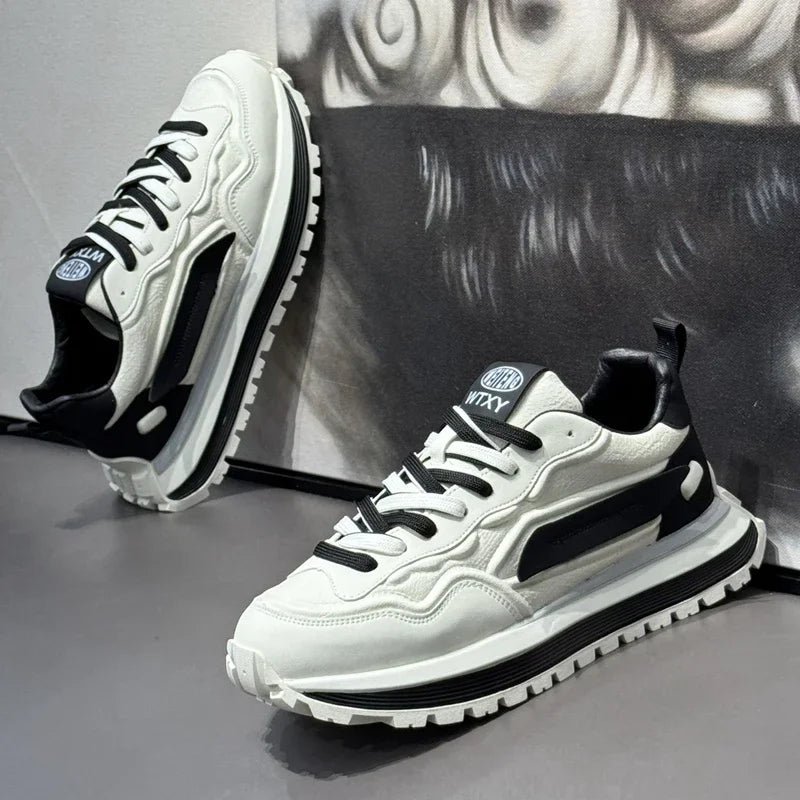 メンズスニーカーシューズ、男性用プラットフォームスポーツシューズ、スポーツとレジャー、カジュアルスニーカー、滑り止め、ファッション、耐摩耗性、ローファー