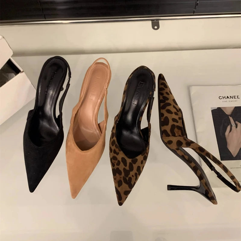 Women High Heels 2025 Summer New Fashion Pointed Toed Pumps Female Stiletto Slingback Shallow Weddings Bridal Shoes Zapatos
