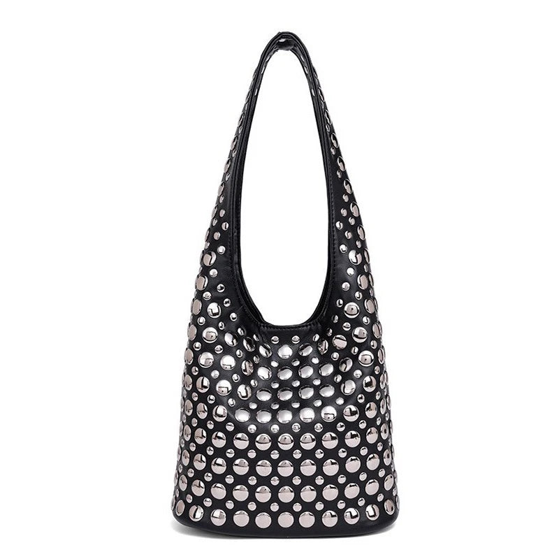 Designer Women's Geometric Shoulder Bag Luxury Shiny Rivet Handmade Clutch Top Brand Fashion Party Evening Purse