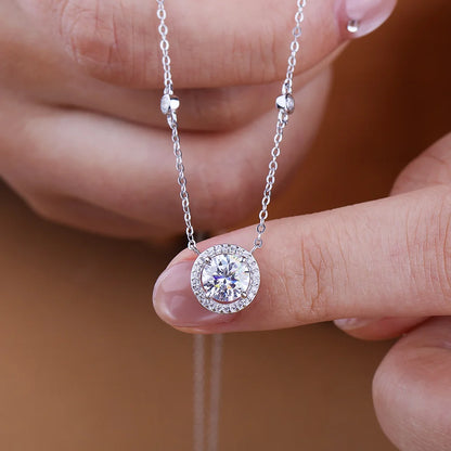 FEOBUR 1-3CT モアサナイト ネックレス レディース用 認定925スターリングシルバー 輝くラボダイヤモンド ペンダントチェーン パーティージュエリー GRA