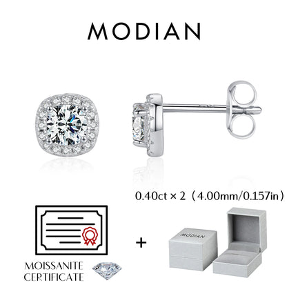 MODIAN D カラー モアサナイト スタッドピアス ブリリアントスクエアカット 人工ダイヤモンド 925シルバー レディース ウェディングジュエリー