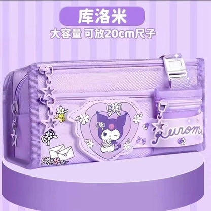 サンリオシリーズ ペンケース Kuromi カートゥーンアニメ おしゃれ 大容量 子供用ペン収納 文房具ボックス 卸売り