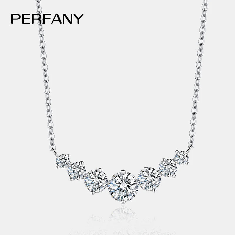 PERFANY All Moissanite Necklace for Women S925 Pure Silver Smile Sparkling Diamond Pendant Fashion Luxury Jewelry Party Gift