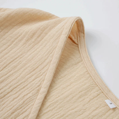 Elegant Party Dresses Women 100% Cotton Muslin Gauze Holiday Beach Casual Corset Waistband Ladies Robe Loose Soild Sundress