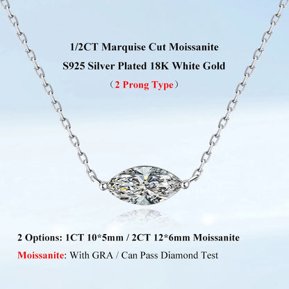 EWYA ペアカット 1/2CT ソリティア モアサナイト ペンダント ネックレス レディース メンズ 925 シルバー ウォータードロップ ラボダイヤモンド GRA認定 ネックチェーン