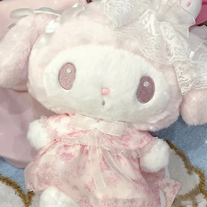 25CM Cartoon My Melody Kawaii Lolita Doll Sweet White Strawberry Soft Plush Companion Doll Girl Toy Birthday Gift