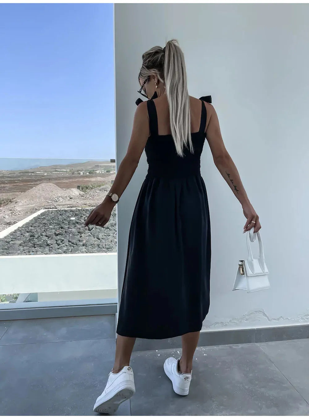 Summer Sexy Strap Midi Party Dresses Women 2024 Fashion Sleeveless Backless Print Slim White Dress Vacation Sundress Elegant