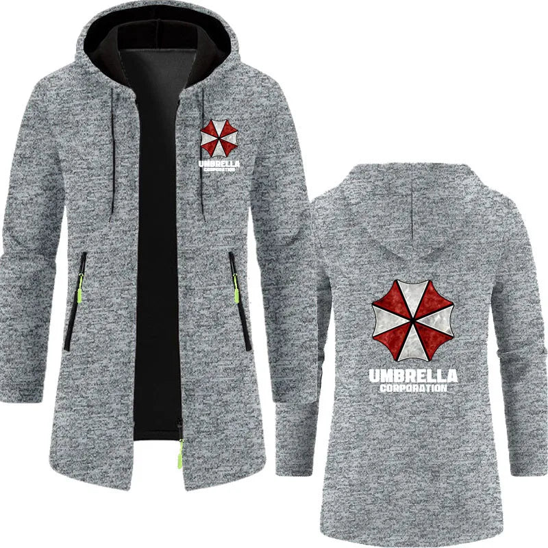 Umbrella company 2025 Men's long Hoodies Spring And Autumn Solid Color Zipper Pullover Comfort Harajuku Top Sweatshirts