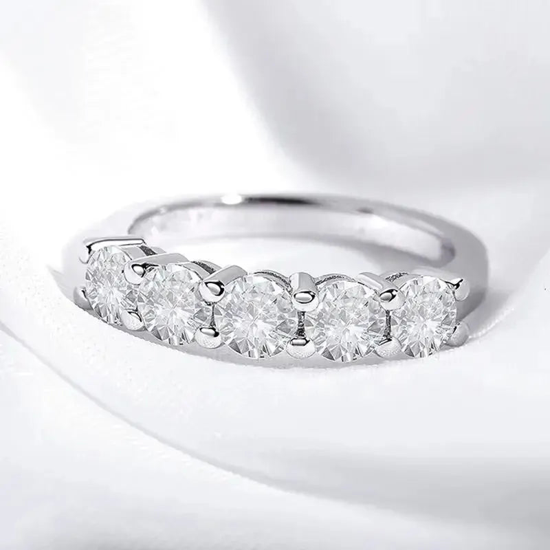 White Gold D Color 3mm Moissanite Ring for Women 1.5CT Stone Match Diamond Wedding Band Bride S925 Sterling Silver GRA