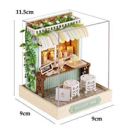 木製ミニチュアドールハウス DIY 小さな家キット 3Dパズル 組み立て式ハウス 家具 おもちゃ 子供の誕生日プレゼント