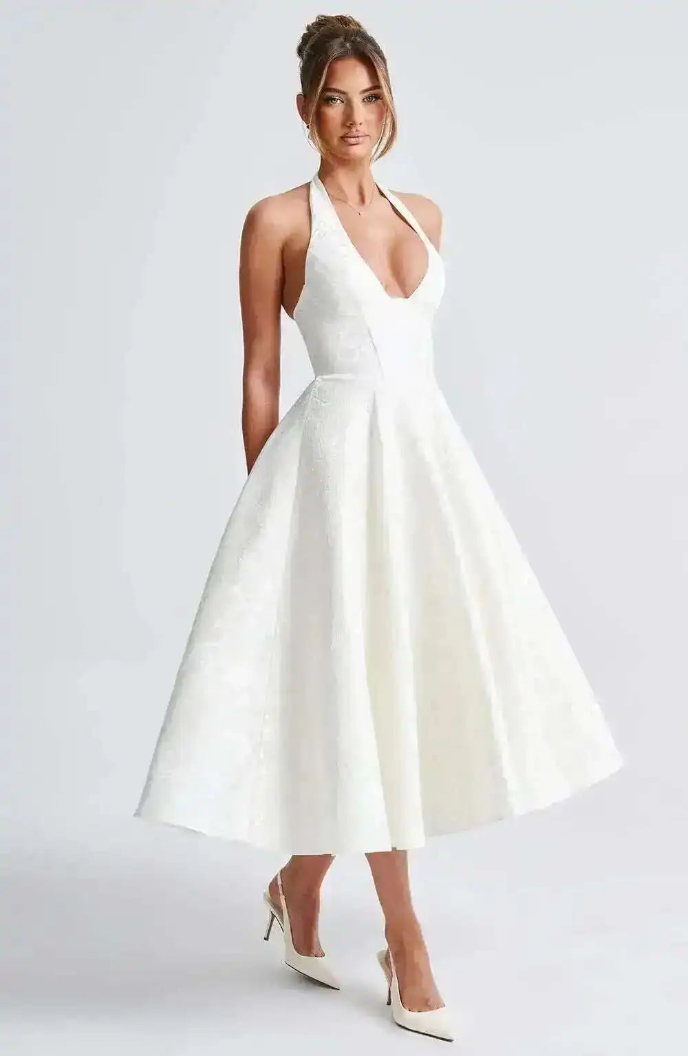 Giyu Club Evening Party Dresses Women 2025 Summer Sexy Bow Halter Long Dress Elegant Jacquard Lace Up Backless Birthday Robe