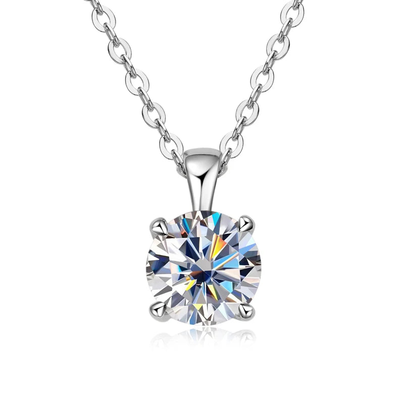 IOGOU Sparkling Real 1 Carat D Color Moissanite Pendant Necklaces For Women 100% 925 Silver Wedding Fine Jewelry Accessories