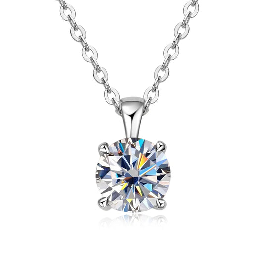 IOGOU Sparkling Real 1 Carat D Color Moissanite Pendant Necklaces For Women 100% 925 Silver Wedding Fine Jewelry Accessories