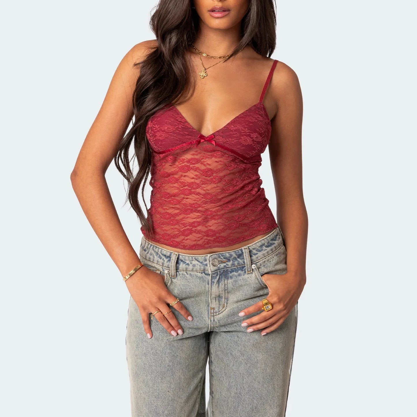 Women Lace Crop Top Sexy Camisole Floral Spaghetti Strap Tank Tops Sleeveless T-Shirt Clubwear Female Aesthetic Camisole
