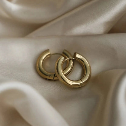 20mm Stainless Steel Hoop Earrings for Women Smooth Metal Round Chunky Ear Buckle Huggie Earrings Jewelry Accessories Wholesale