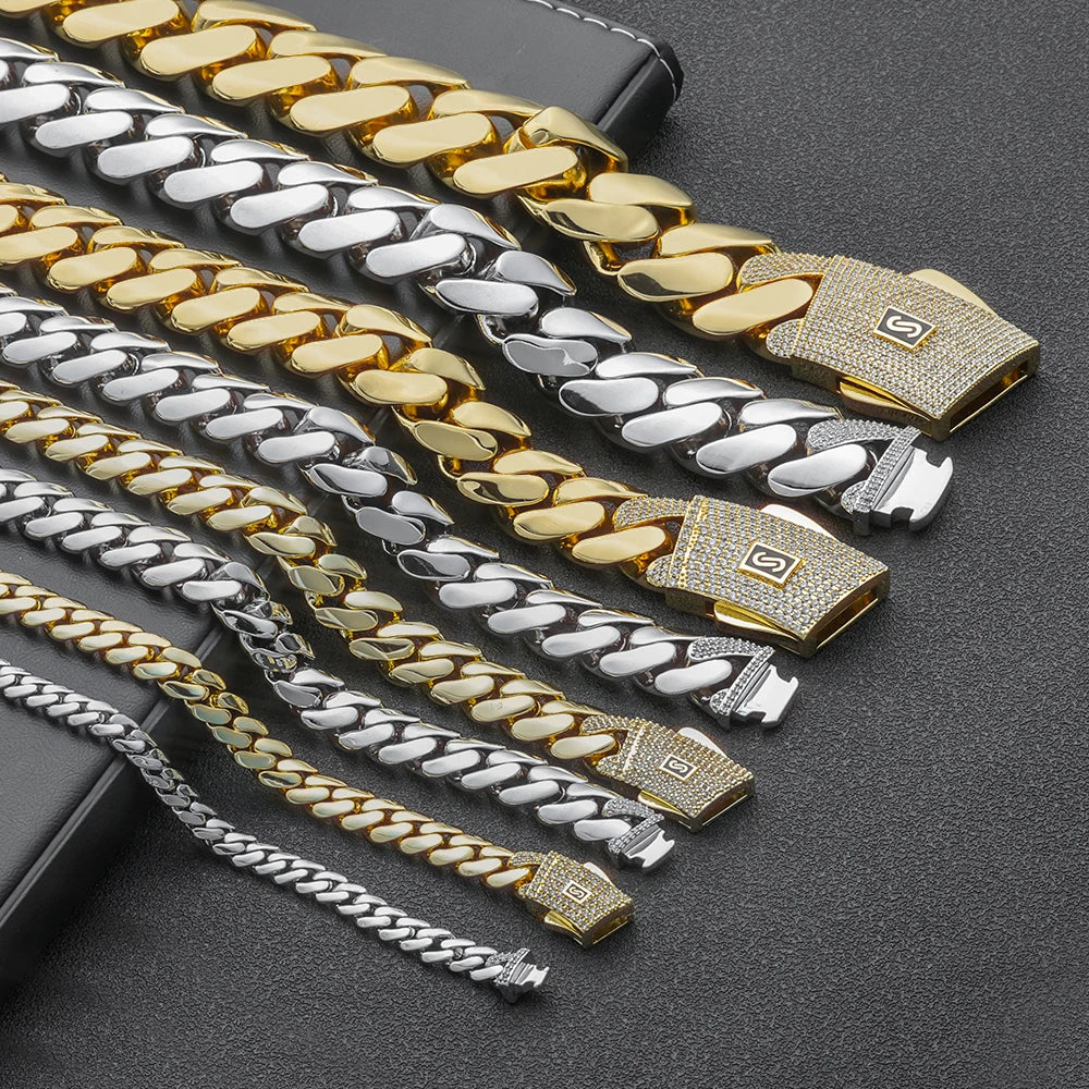 モアサナイトネックレス S925 純銀 キューバン 14K ゴールドメッキ ヒップホップジュエリー VVS メンズ 上品なホリデーギフト