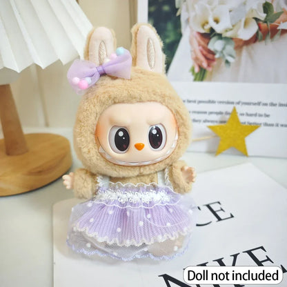 For 17cm Doll'S Clothes Outfit Accessories For Korea Kpop Kuromi Labubu clothes purple dress Clothing Gift