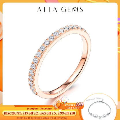 ATTAGEMS 18K Rose Gold Plated Diamond Pass Test Round Excellent Cut Total 0.27 CT Moissanite Ring for Girls Cocktail Jewelry