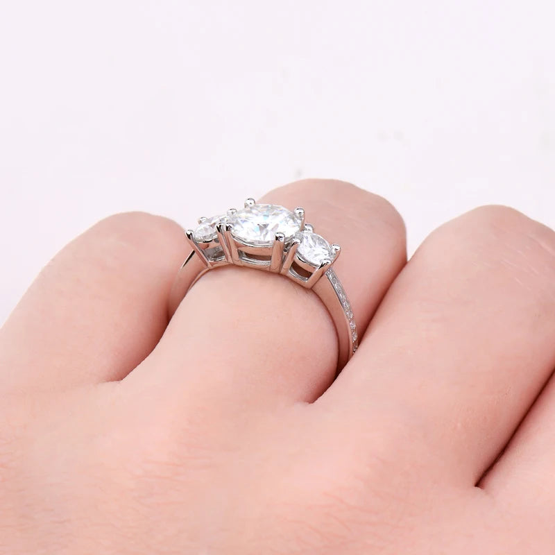 RAPRGOLD All Round Moissanite Promise Ring for Women Solid s925 Sterling Silver Wedding Rings Engagement Band Fine Jewelry Gifts