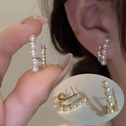 925 Silver Needle Hollow Crystal Swan Earrings For Women Korean Jewelry 2025 Trending New Luxury Animal Pearl Stud Earrings Gift