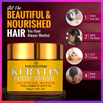 ヘアリペア ヘアマスク ビオチン コラーゲン ケラチン トリートメント ヘアコンディショナー ヘアエッセンシャルオイル 乾燥・ダメージヘアに栄養を与える