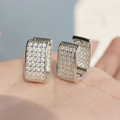 Vintage Hip Hop Round Hoop Earrings for Men Crystal Cubic Zirconia Fashion Versatile Male Jewelry Trend Circle Earring Gift