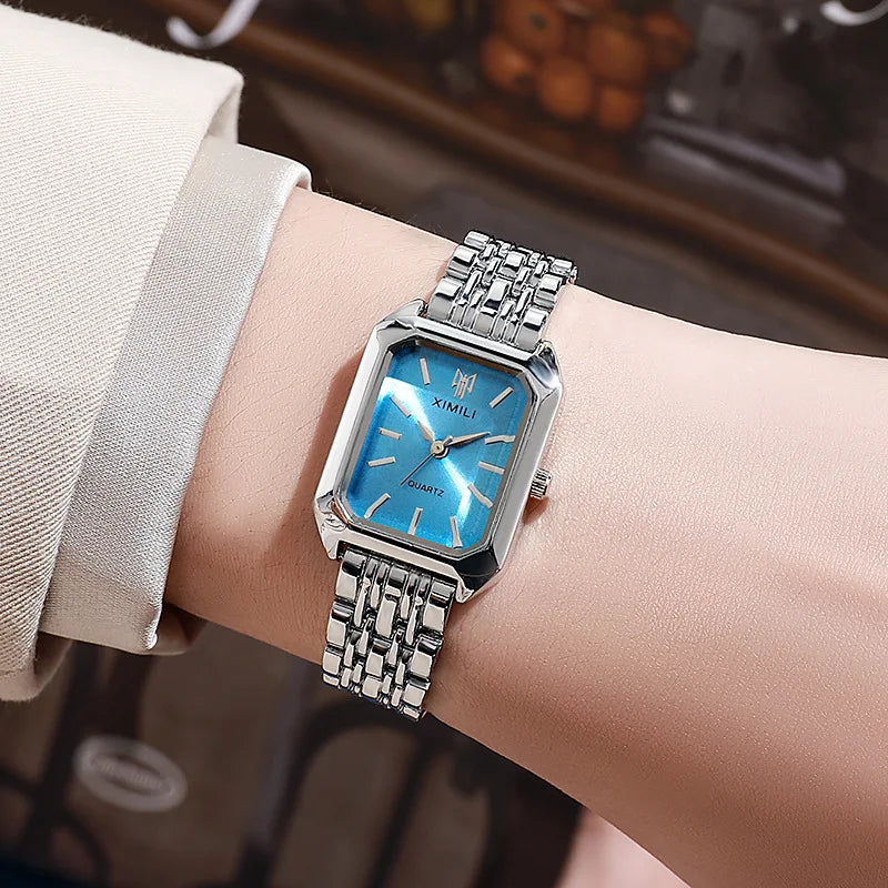 高級レディース腕時計 ファッション 長方形 レディース スチールバンド クォーツ腕時計 Reloj Mujer Relogio Feminino 女の子用時計 ギフト