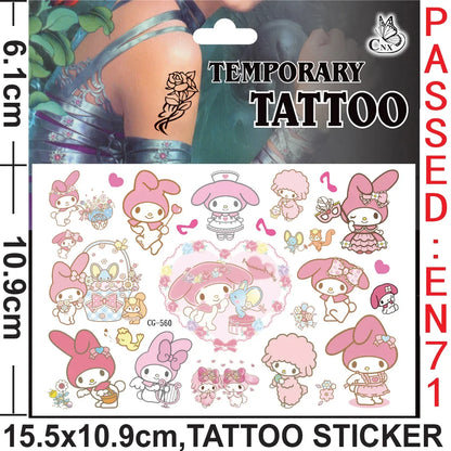 Sanrio series Tattoo Stickers Waterproof Cute Sticker Anime Birthday Party Supplies Decoration For Kids Women Men Gift