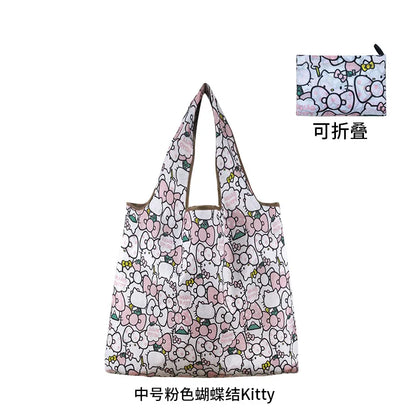 New Hello Kitty Supermarket Shopping Bag Large Capacity Bag Cartoon kuromi Portable Foldable Cloth Bag Shoulder Bag