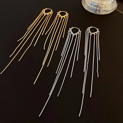 925 Silver Needle Korean Fashion Long Chain Tassel Earrings For Women Metal Earing Jewelry 2025 Trending Women's Drop Earrings