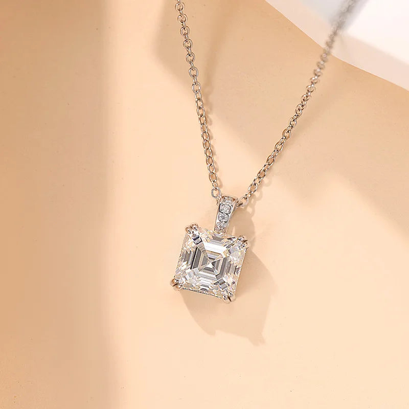 4本爪 100% 925スターリングシルバー 本物 3カラット アッシャー モアサナイト ペンダントネックレス レディース キラキラ パーティー ファインジュエリー ギフト