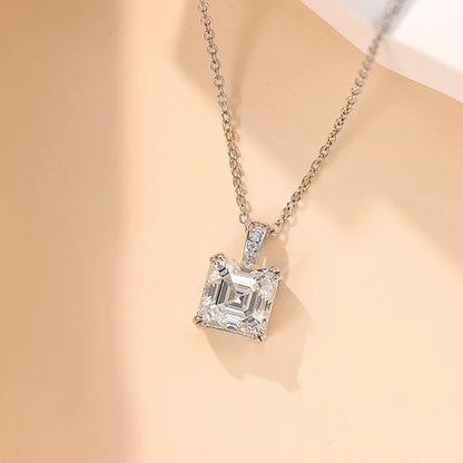 4本爪 100% 925スターリングシルバー 本物 3カラット アッシャー モアサナイト ペンダントネックレス レディース キラキラ パーティー ファインジュエリー ギフト