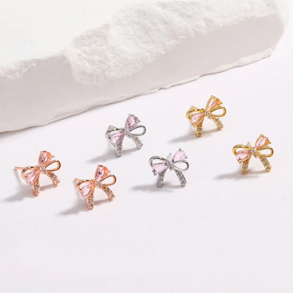 Y2K Exquisite Sweet Pink Zircon Bowknot Love Heart Chain Bracelet For Women Girls Party Birthday Jewelry Gift
