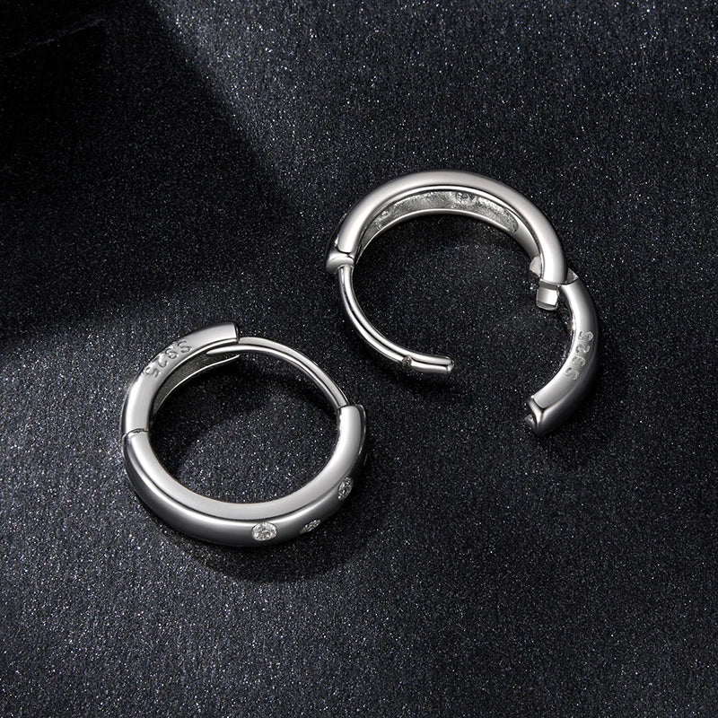 Bamoer U Dots Hoop Earrings Scattered Moissanite Ear Buckles VVS1 EX Lab Diamond Original for Women Party Classic Mother's Gifts