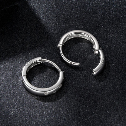 Bamoer U Dots Hoop Earrings Scattered Moissanite Ear Buckles VVS1 EX Lab Diamond Original for Women Party Classic Mother's Gifts
