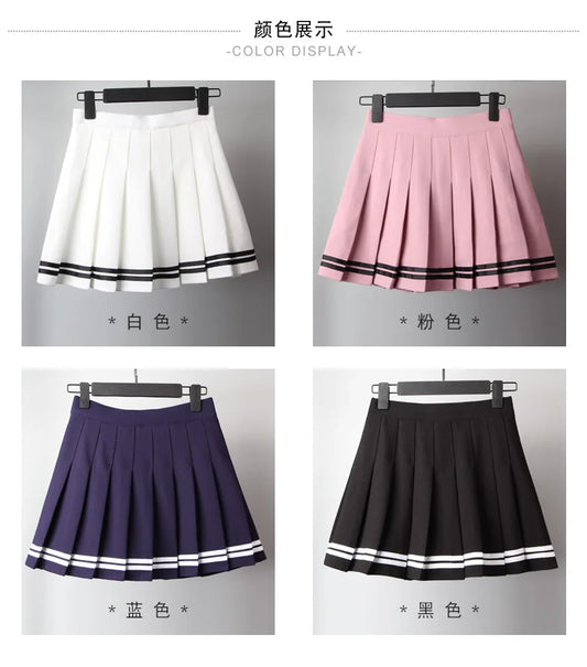 かわいい原宿スカート プレッピー スクールユニフォーム ハイウエスト プリーツ レディース ガールズ ロリータ Aライン セーラースカート