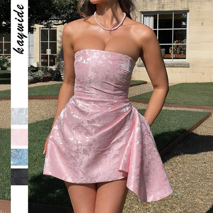2025 Spring Summer Celebrity Style Strapless Evening Dress Women European American Party Gown Elegant Formal Cocktail Dress