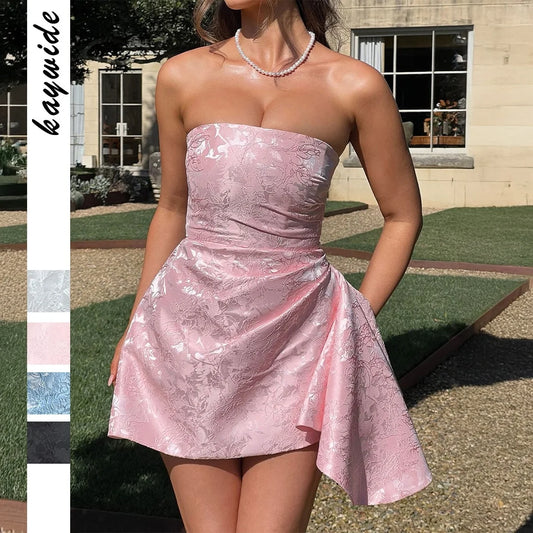 2025 Spring Summer Celebrity Style Strapless Evening Dress Women European American Party Gown Elegant Formal Cocktail Dress
