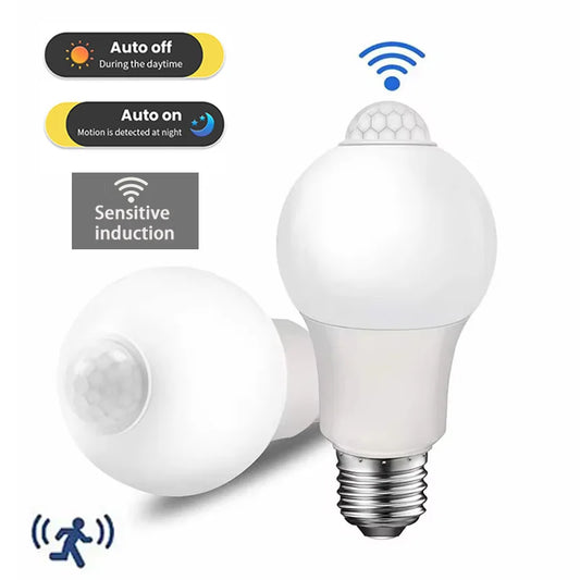 E27 LED PIRモーションセンサー電球 15W 18W 屋外照明 人感誘導電球 リビングルーム 寝室 廊下 ガレージ用