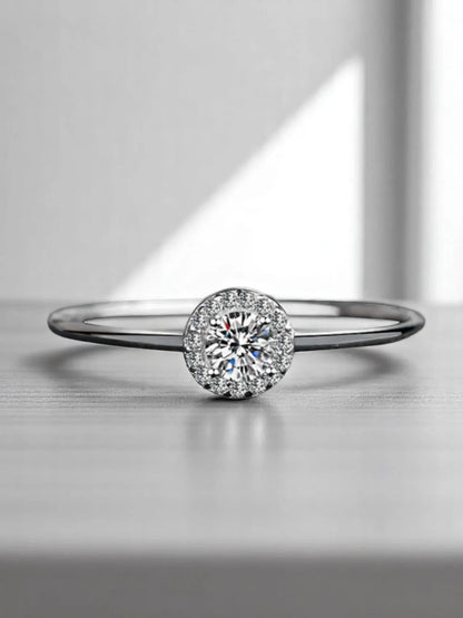 Fashion Moissanite Ring 925 Sterling Silver D Color VVS1 Women's 0.3CT Diamond Round Bag Trendy and Luxury Wedding Fashion Jewel